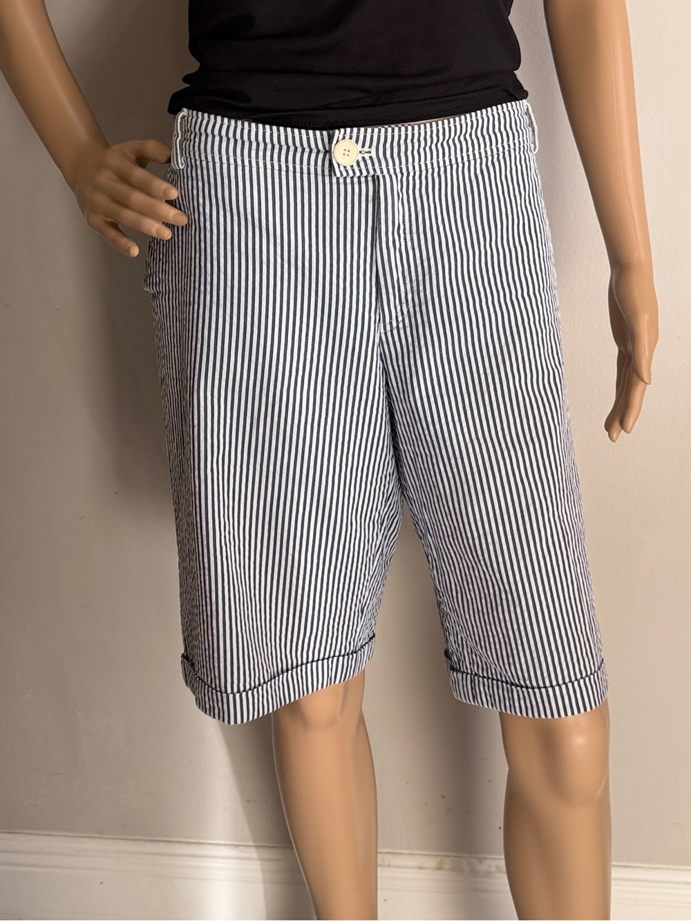 Bogner Striped Seersucker Bermuda Shorts EU 42 US 12 Cotton Stretch Golf Resort